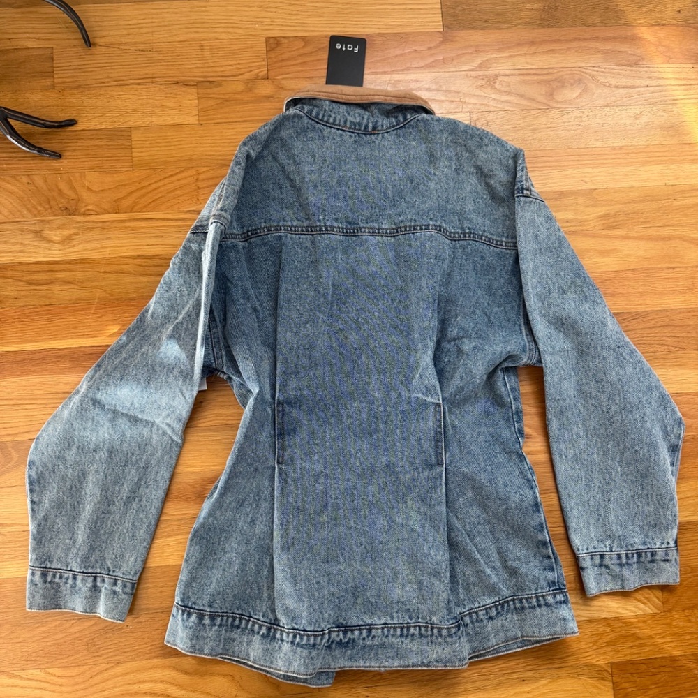 FATE Denim Contrast Faux Suede Zip Up Jacket Size Medium - Picture 6 of 6